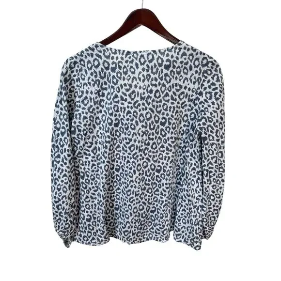 EMERSON FRY INDIA COLLECTION Bardot Top Charcoal Leopard Organic Blouse Sz Small - Picture 6 of 11
